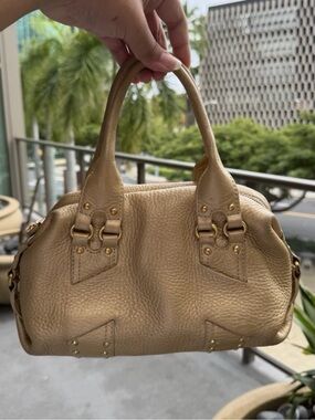 Cole Haan Classic Pebbled Leather Satchel in gold